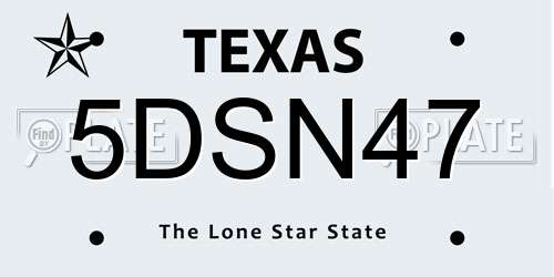 5DSN47 Texas License Plate