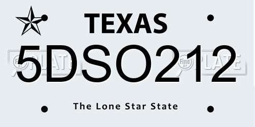 5DSO212 Texas License Plate