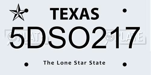 5DSO217 Texas License Plate