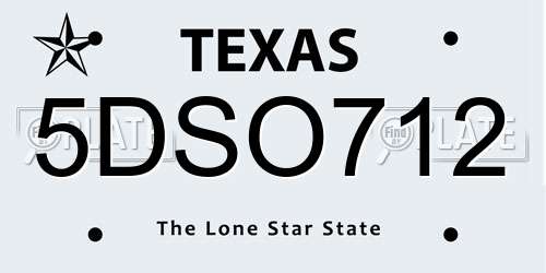 5DSO712 Texas License Plate
