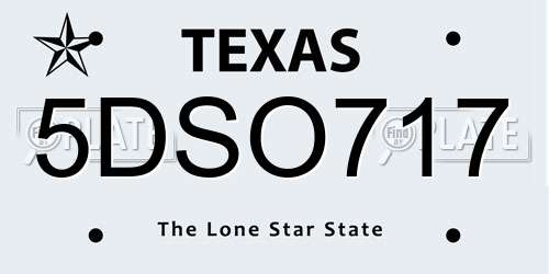 5DSO717 Texas License Plate
