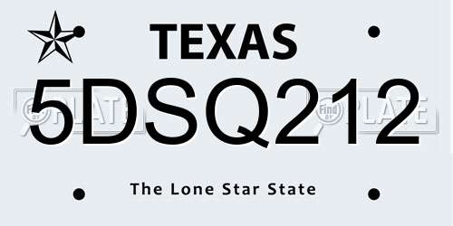 5DSQ212 Texas License Plate