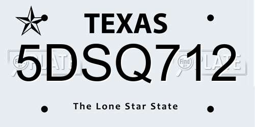 5DSQ712 Texas License Plate