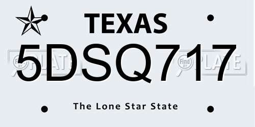 5DSQ717 Texas License Plate