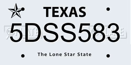5DSS583 Texas License Plate