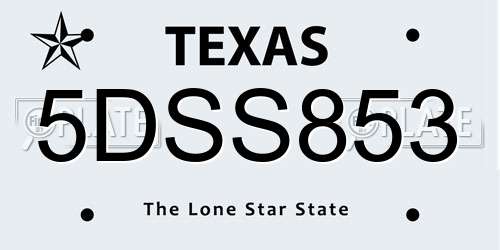 5DSS853 Texas License Plate
