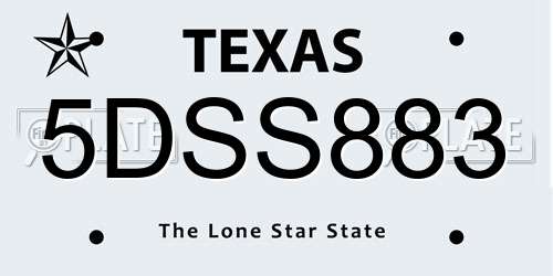 5DSS883 Texas License Plate