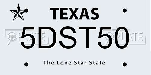 5DST50 Texas License Plate
