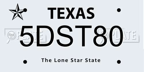5DST80 Texas License Plate
