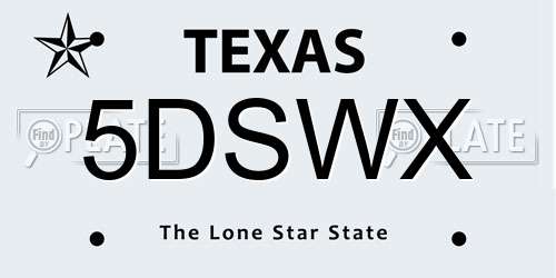 5DSWX Texas License Plate