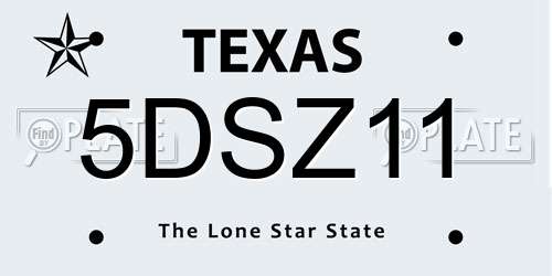 5DSZ11 Texas License Plate