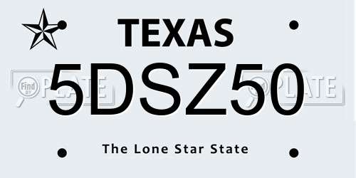 5DSZ50 Texas License Plate
