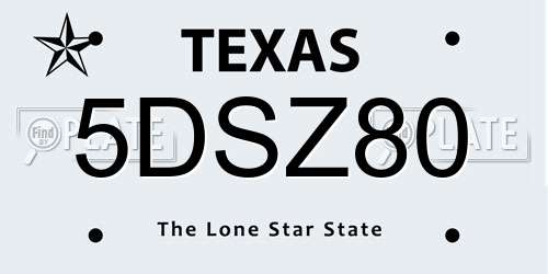5DSZ80 Texas License Plate