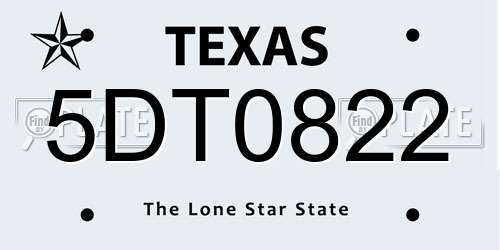 5DT0822 Texas License Plate