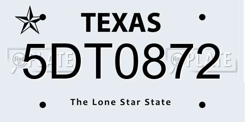 5DT0872 Texas License Plate