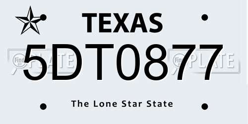 5DT0877 Texas License Plate