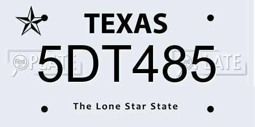 5DT485 Texas License Plate