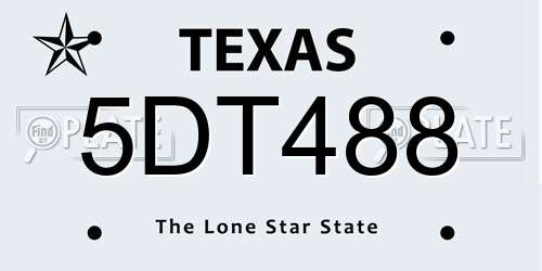 5DT488 Texas License Plate