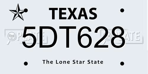 5DT628 Texas License Plate