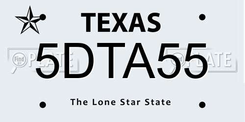 5DTA55 Texas License Plate