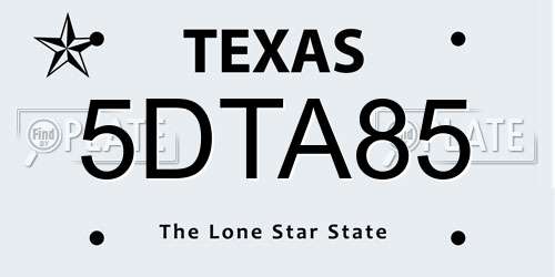 5DTA85 Texas License Plate