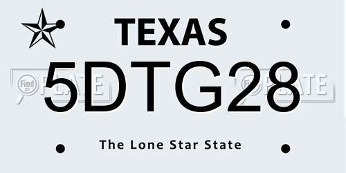 5DTG28 Texas License Plate