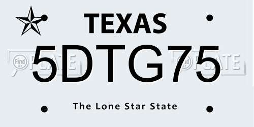 5DTG75 Texas License Plate