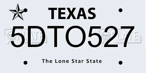 5DTO527 Texas License Plate