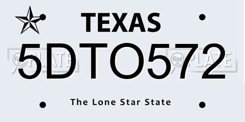 5DTO572 Texas License Plate