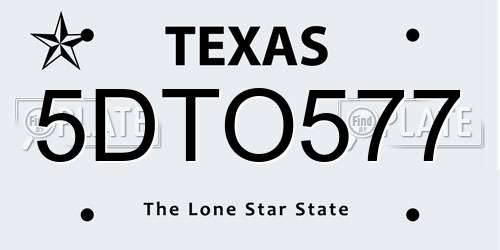 5DTO577 Texas License Plate