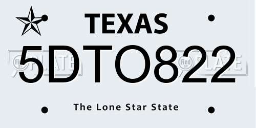 5DTO822 Texas License Plate