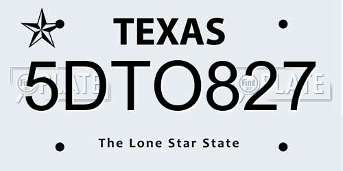 5DTO827 Texas License Plate