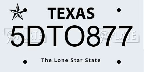 5DTO877 Texas License Plate