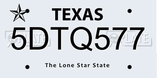5DTQ577 Texas License Plate