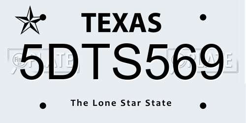 5DTS569 Texas License Plate