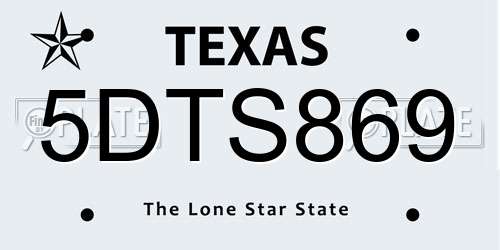 5DTS869 Texas License Plate