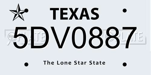 5DV0887 Texas License Plate
