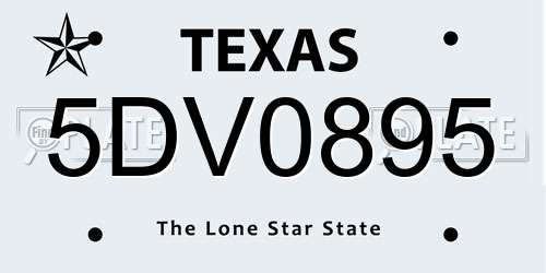 5DV0895 Texas License Plate
