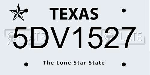 5DV1527 Texas License Plate