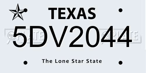 5DV2044 Texas License Plate