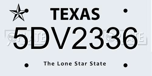5DV2336 Texas License Plate
