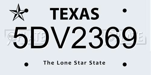 5DV2369 Texas License Plate