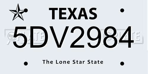 5DV2984 Texas License Plate