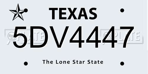5DV4447 Texas License Plate
