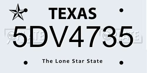 5DV4735 Texas License Plate