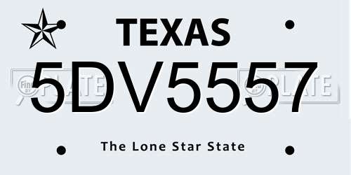 5DV5557 Texas License Plate