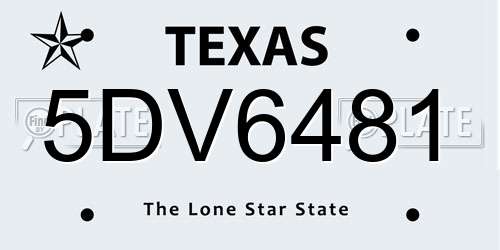 5DV6481 Texas License Plate