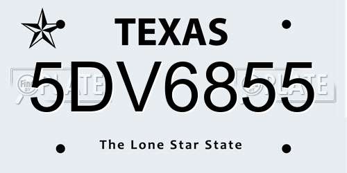5DV6855 Texas License Plate