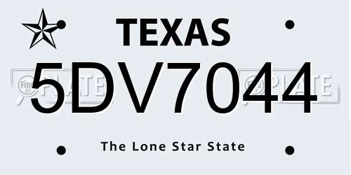 5DV7044 Texas License Plate