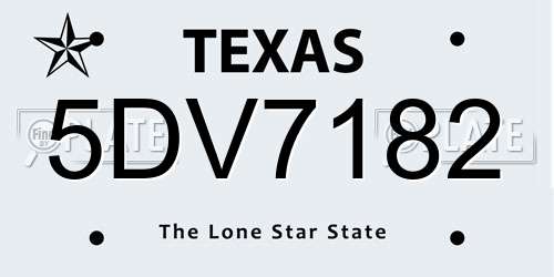 5DV7182 Texas License Plate